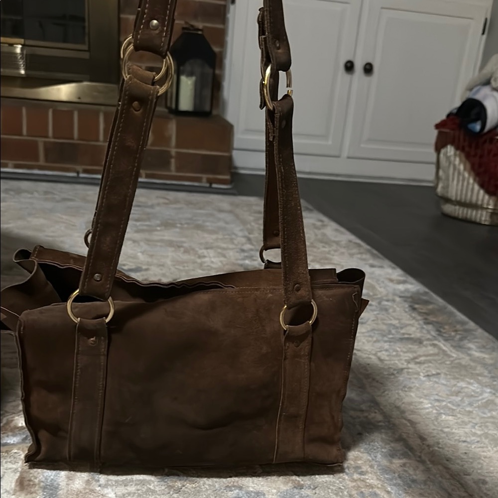 Chic Brown Leather Hobo Bag with Gold Accents